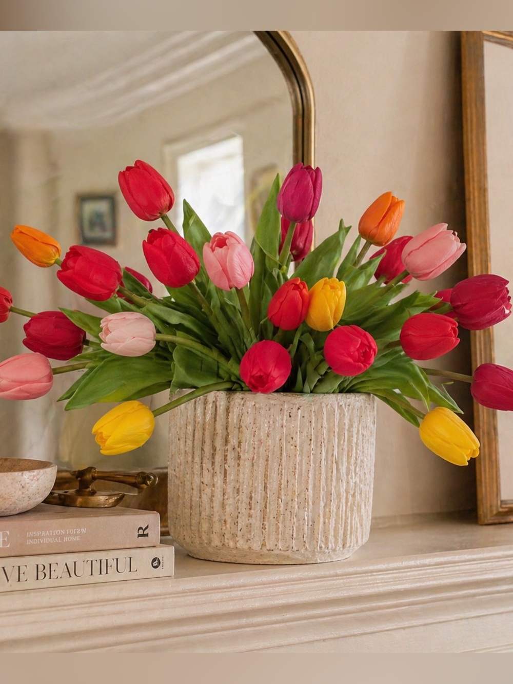 CocoBella Real Touch Faux Tulips Luxury Designer Floral Stems